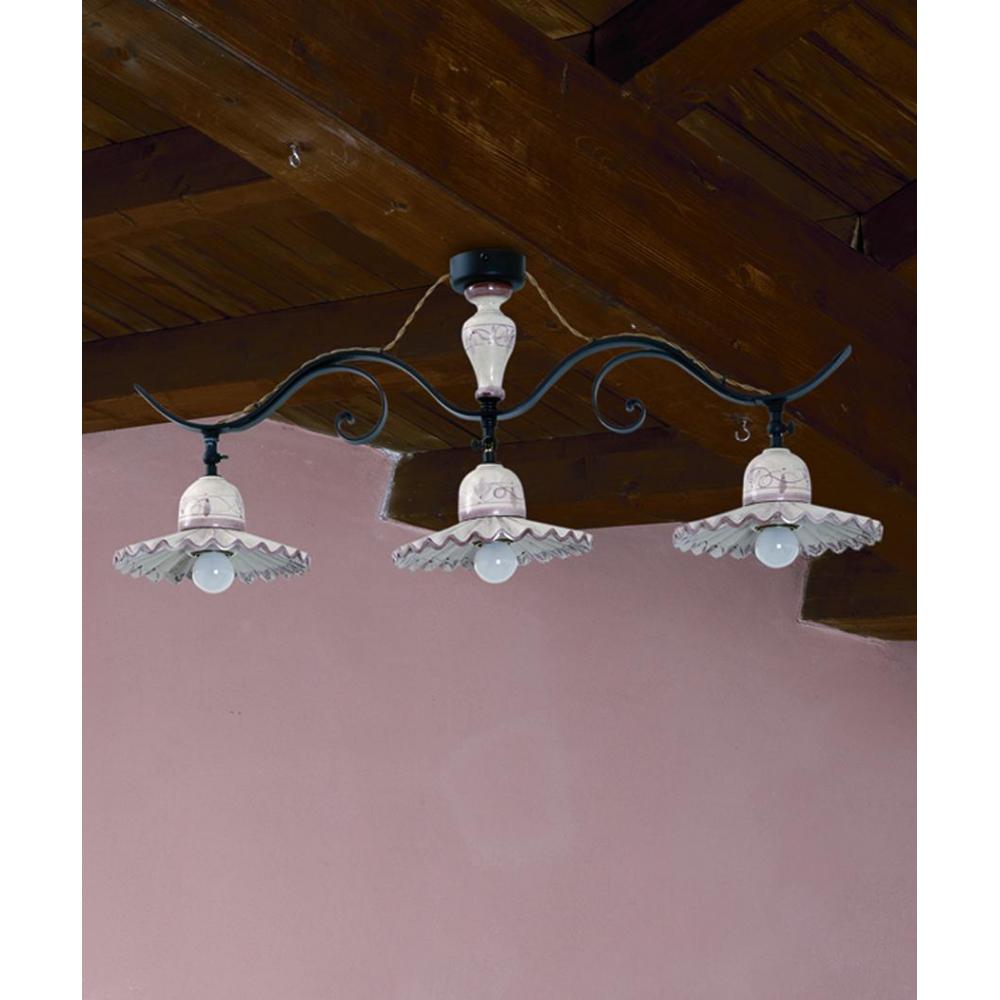 imas kovany stropny trojicovy lampa malovana keramika luster nizka svetla vyska mediteransky toscana vzor bezova kremova rustikalna.jpg